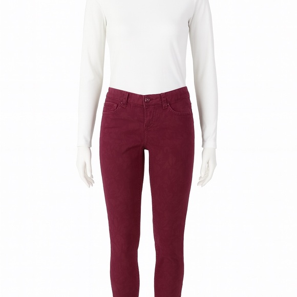 ZCO Denim - ZCO Jeans Burgundy Floral-Embossed Skinny Jeans – Size 5